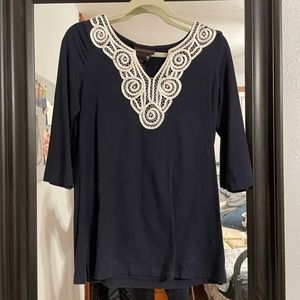 Navy top for casual or work wear.